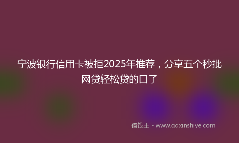宁波银行信用卡被拒2025年推荐，分享五个秒批网贷轻松贷的口子