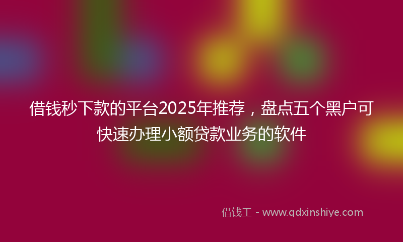 借钱秒下款的平台2025年推荐，盘点五个黑户可快速办理小额贷款业务的软件