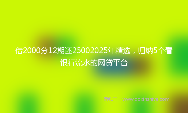 借2000分12期还25002025年精选，归纳5个看银行流水的网贷平台
