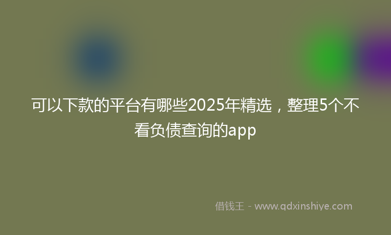 可以下款的平台有哪些2025年精选，整理5个不看负债查询的app