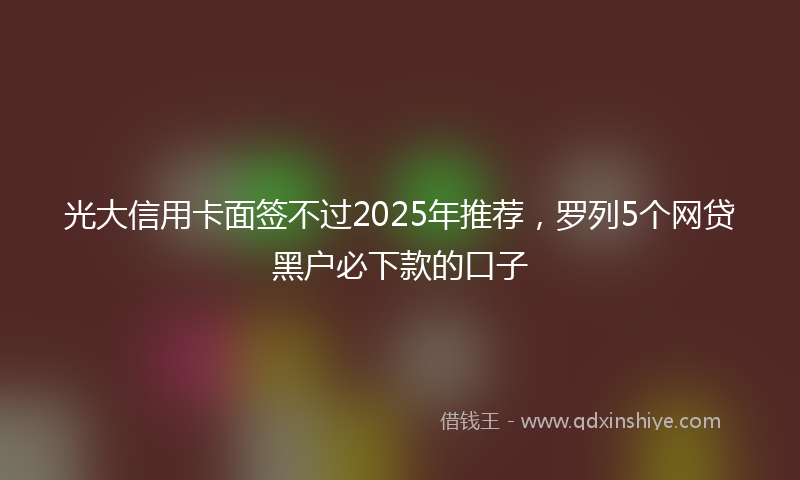 光大信用卡面签不过2025年推荐，罗列5个网贷黑户必下款的口子