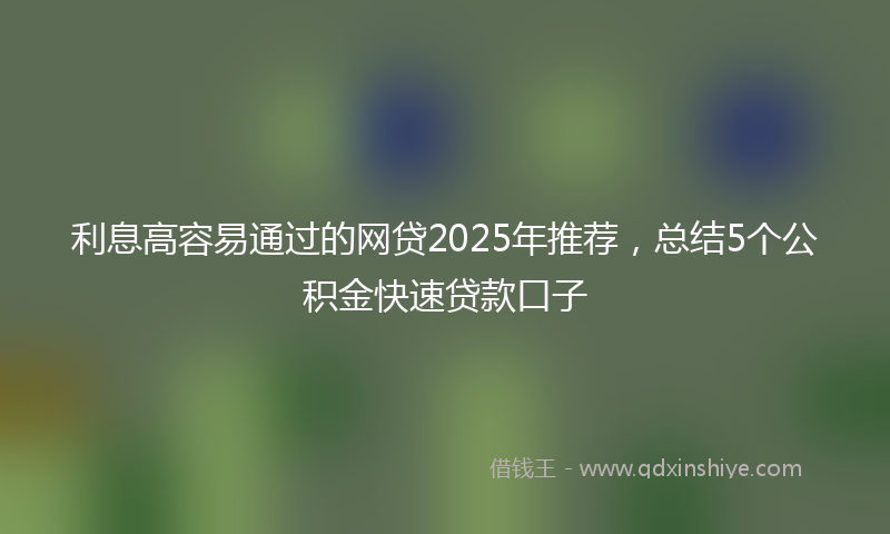 利息高容易通过的网贷2025年推荐，总结5个公积金快速贷款口子