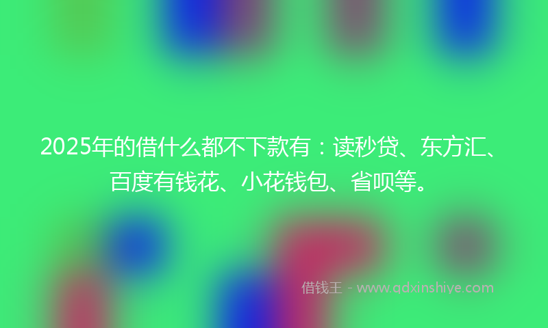 2025年的借什么都不下款有：读秒贷、东方汇、百度有钱花、小花钱包、省呗等。