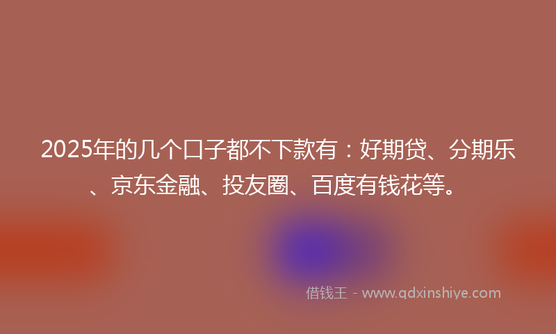 2025年的几个口子都不下款有：好期贷、分期乐、京东金融、投友圈、百度有钱花等。