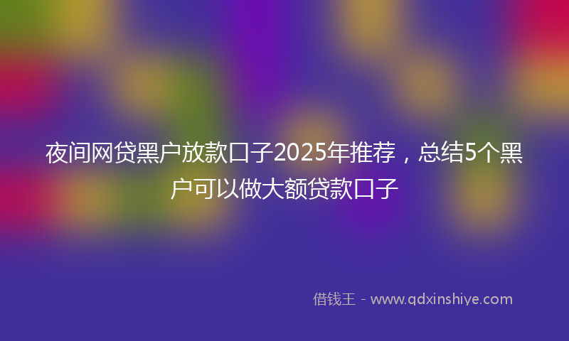 夜间网贷黑户放款口子2025年推荐，总结5个黑户可以做大额贷款口子
