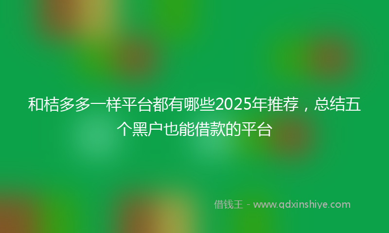 和桔多多一样平台都有哪些2025年推荐，总结五个黑户也能借款的平台