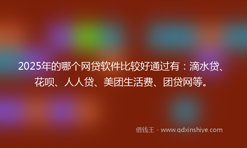 2025年的哪个网贷软件比较好通过有：滴水贷、花呗、人人贷、美团生活费、团贷网等。