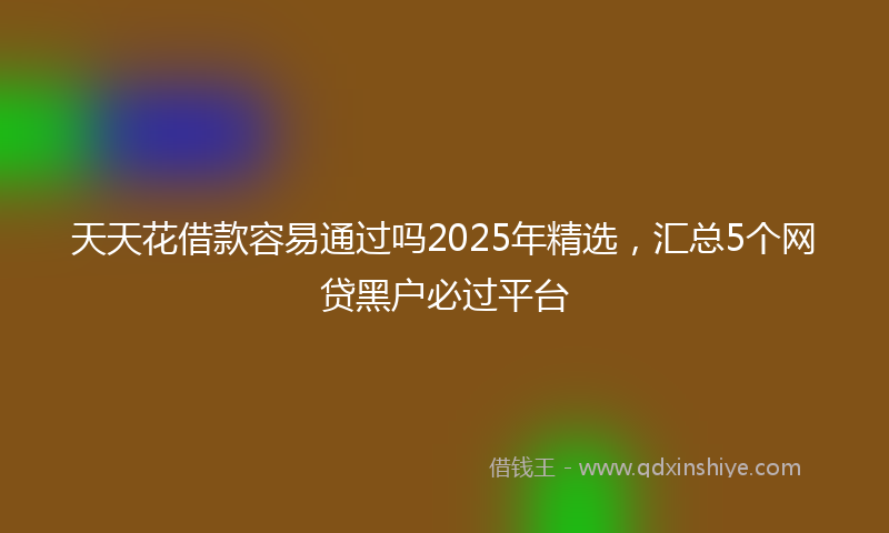天天花借款容易通过吗2025年精选，汇总5个网贷黑户必过平台