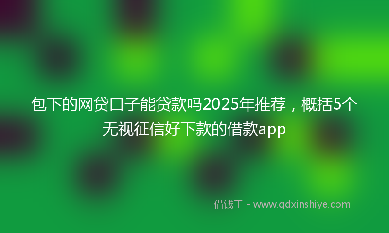 包下的网贷口子能贷款吗2025年推荐，概括5个无视征信好下款的借款app
