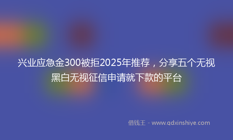 兴业应急金300被拒2025年推荐，分享五个无视黑白无视征信申请就下款的平台