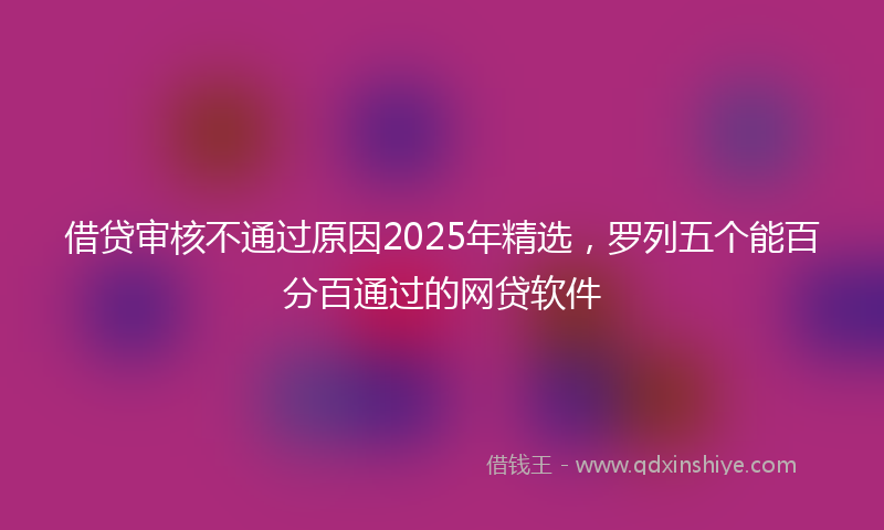 借贷审核不通过原因2025年精选，罗列五个能百分百通过的网贷软件
