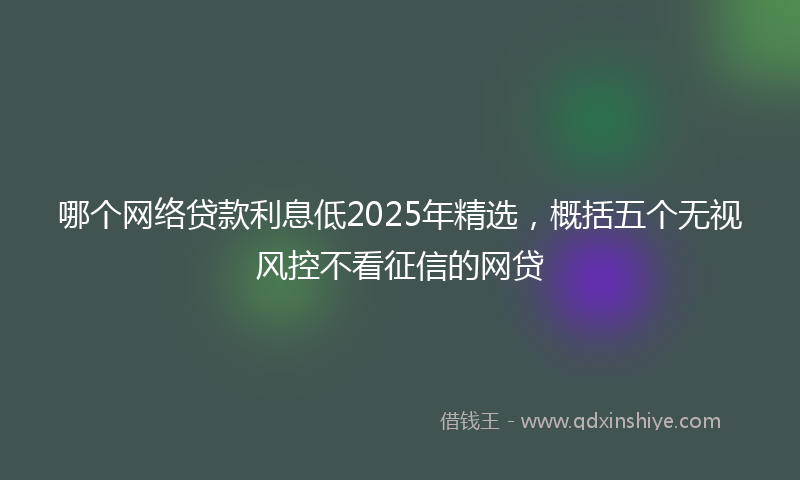 哪个网络贷款利息低2025年精选，概括五个无视风控不看征信的网贷