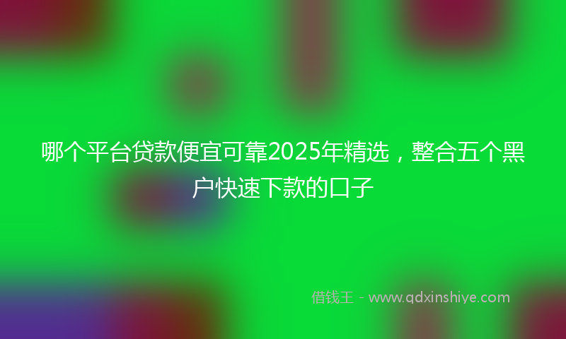 哪个平台贷款便宜可靠2025年精选，整合五个黑户快速下款的口子