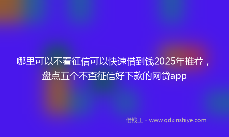 哪里可以不看征信可以快速借到钱2025年推荐，盘点五个不查征信好下款的网贷app