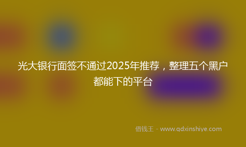 光大银行面签不通过2025年推荐，整理五个黑户都能下的平台