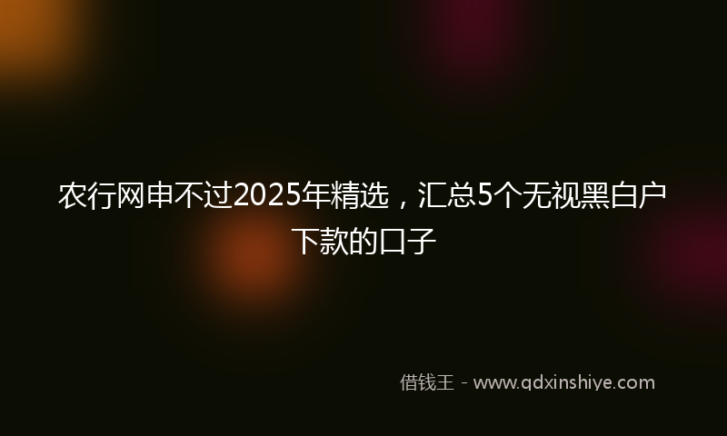 农行网申不过2025年精选，汇总5个无视黑白户下款的口子
