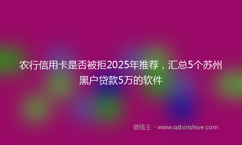 农行信用卡是否被拒2025年推荐，汇总5个苏州黑户贷款5万的软件