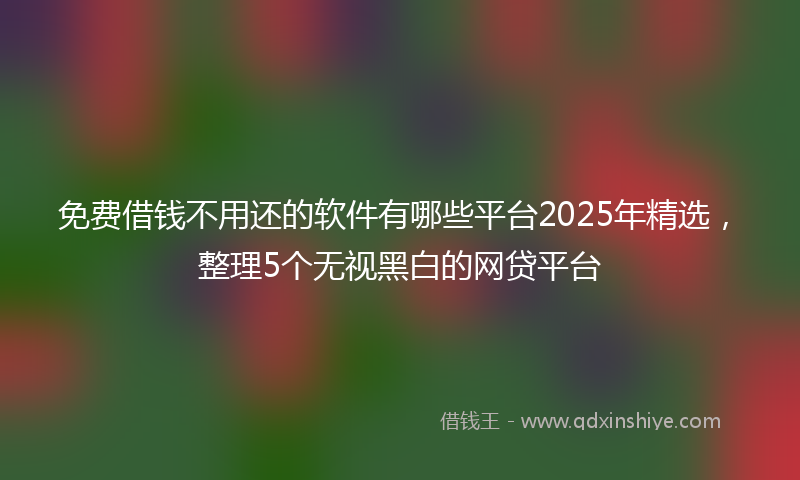 免费借钱不用还的软件有哪些平台2025年精选，整理5个无视黑白的网贷平台