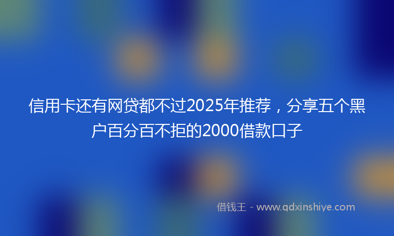信用卡还有网贷都不过2025年推荐，分享五个黑户百分百不拒的2000借款口子