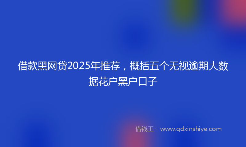 借款黑网贷2025年推荐，概括五个无视逾期大数据花户黑户口子