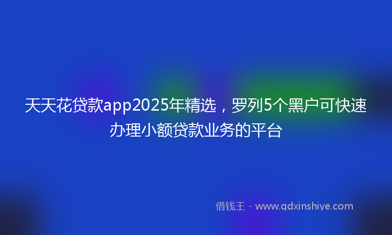 天天花贷款app2025年精选，罗列5个黑户可快速办理小额贷款业务的平台