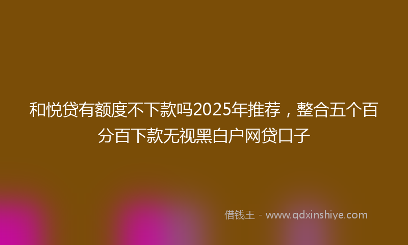 和悦贷有额度不下款吗2025年推荐，整合五个百分百下款无视黑白户网贷口子