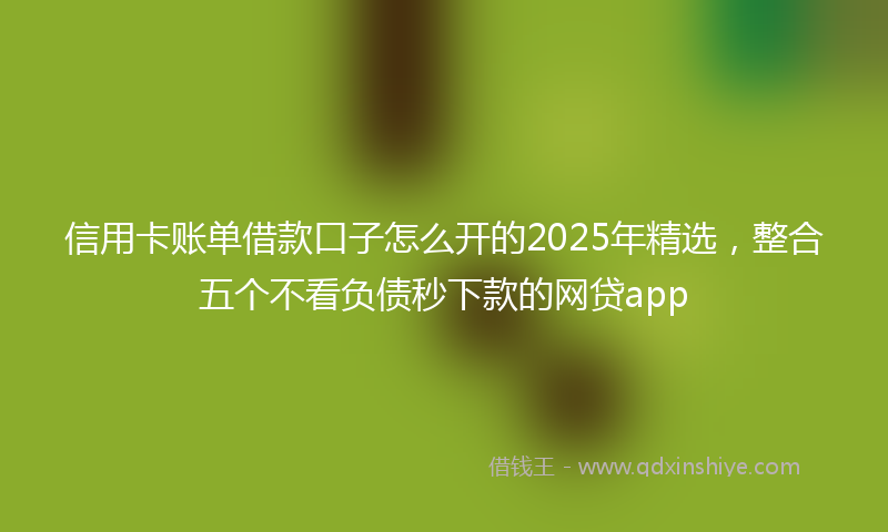 信用卡账单借款口子怎么开的2025年精选，整合五个不看负债秒下款的网贷app