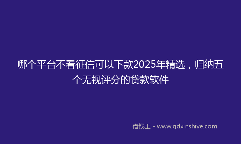 哪个平台不看征信可以下款2025年精选，归纳五个无视评分的贷款软件