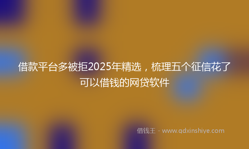 借款平台多被拒2025年精选，梳理五个征信花了可以借钱的网贷软件