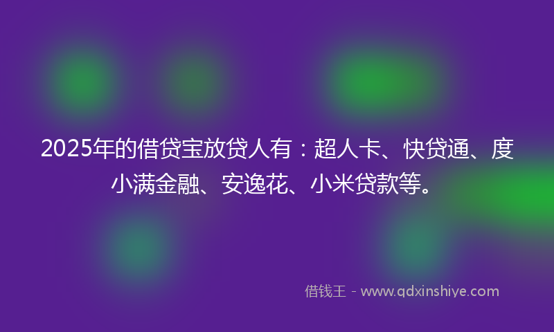 2025年的借贷宝放贷人有：超人卡、快贷通、度小满金融、安逸花、小米贷款等。