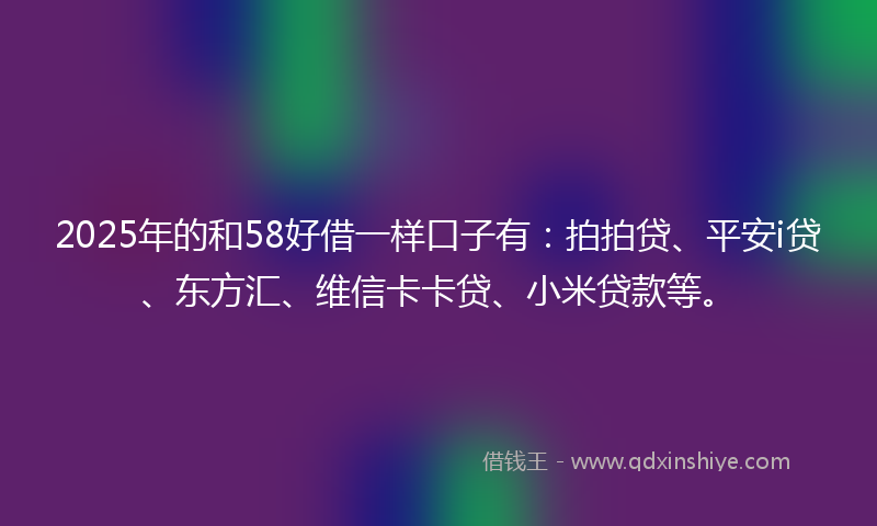 2025年的和58好借一样口子有：拍拍贷、平安i贷、东方汇、维信卡卡贷、小米贷款等。