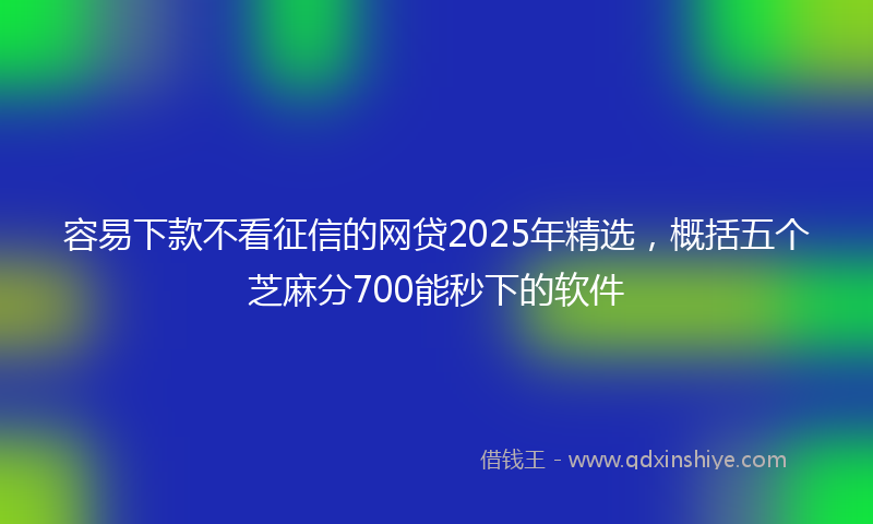 容易下款不看征信的网贷2025年精选，概括五个芝麻分700能秒下的软件