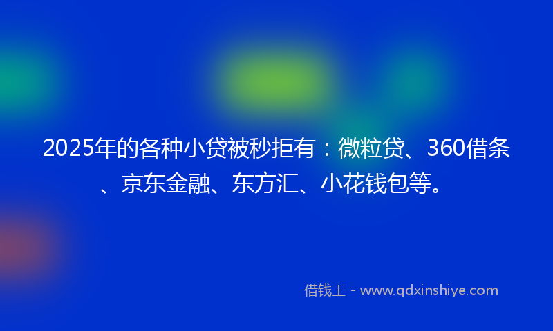 2025年的各种小贷被秒拒有：微粒贷、360借条、京东金融、东方汇、小花钱包等。