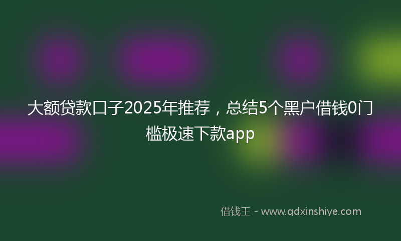 大额贷款口子2025年推荐，总结5个黑户借钱0门槛极速下款app