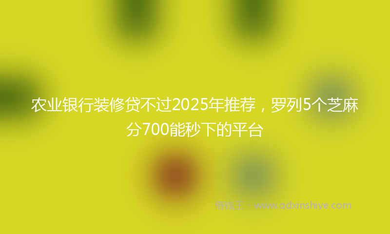 农业银行装修贷不过2025年推荐，罗列5个芝麻分700能秒下的平台