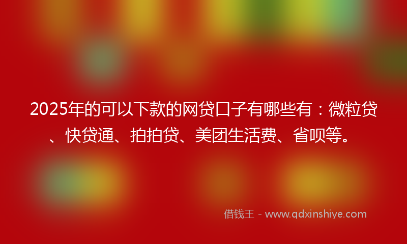 2025年的可以下款的网贷口子有哪些有：微粒贷、快贷通、拍拍贷、美团生活费、省呗等。