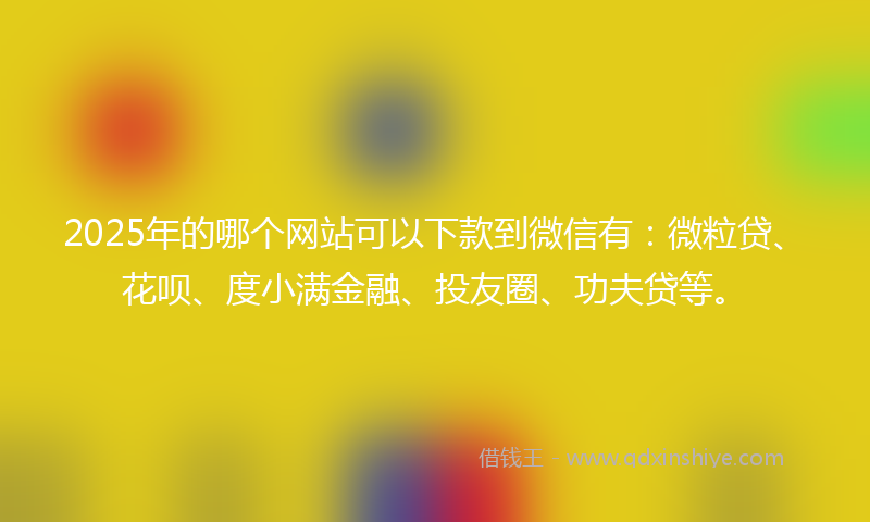 2025年的哪个网站可以下款到微信有：微粒贷、花呗、度小满金融、投友圈、功夫贷等。