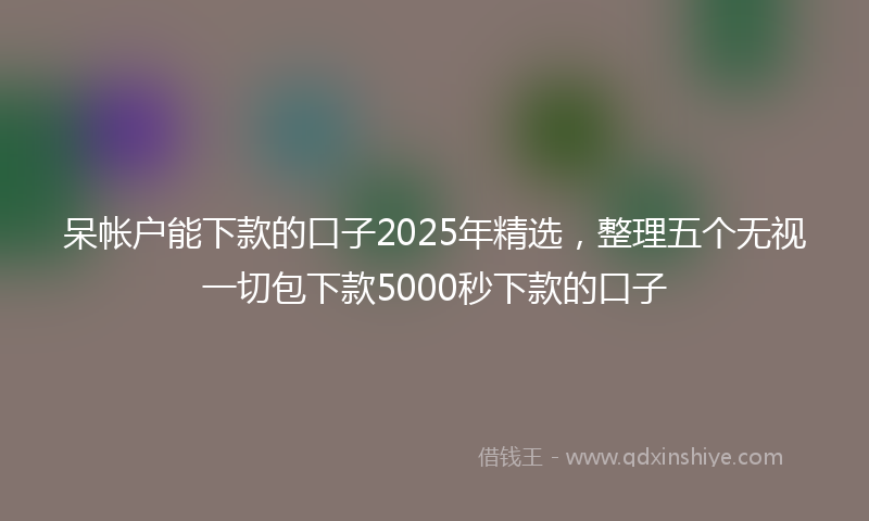 呆帐户能下款的口子2025年精选，整理五个无视一切包下款5000秒下款的口子
