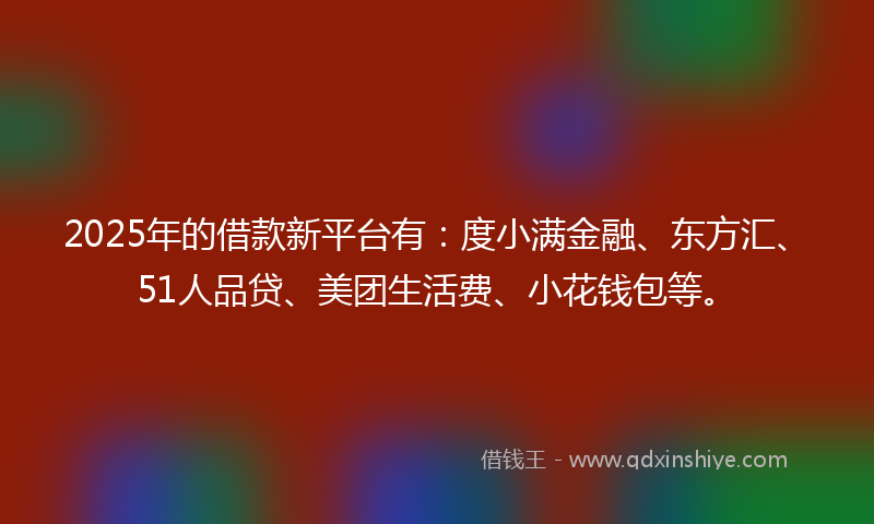 2025年的借款新平台有：度小满金融、东方汇、51人品贷、美团生活费、小花钱包等。