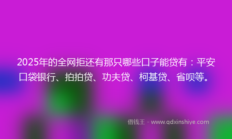2025年的全网拒还有那只哪些口子能贷有：平安口袋银行、拍拍贷、功夫贷、柯基贷、省呗等。