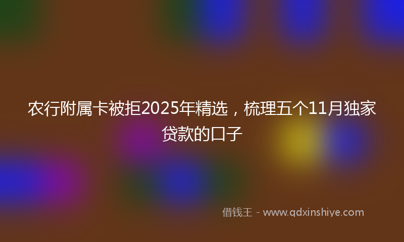 农行附属卡被拒2025年精选，梳理五个11月独家贷款的口子