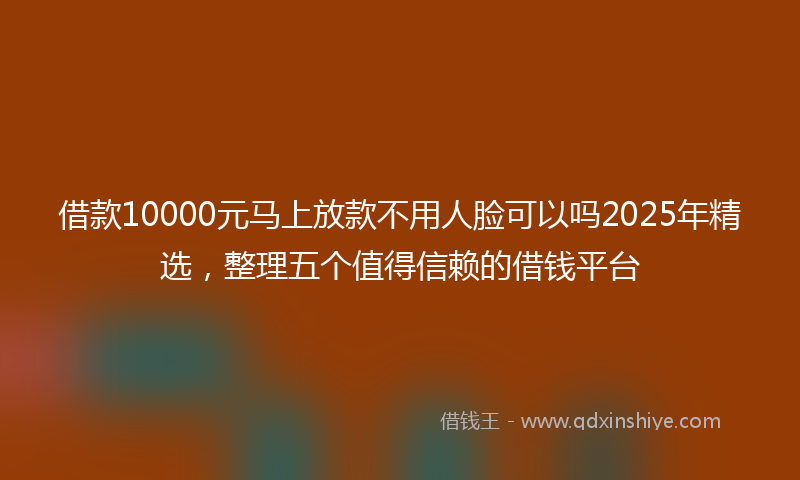 借款10000元马上放款不用人脸可以吗2025年精选，整理五个值得信赖的借钱平台