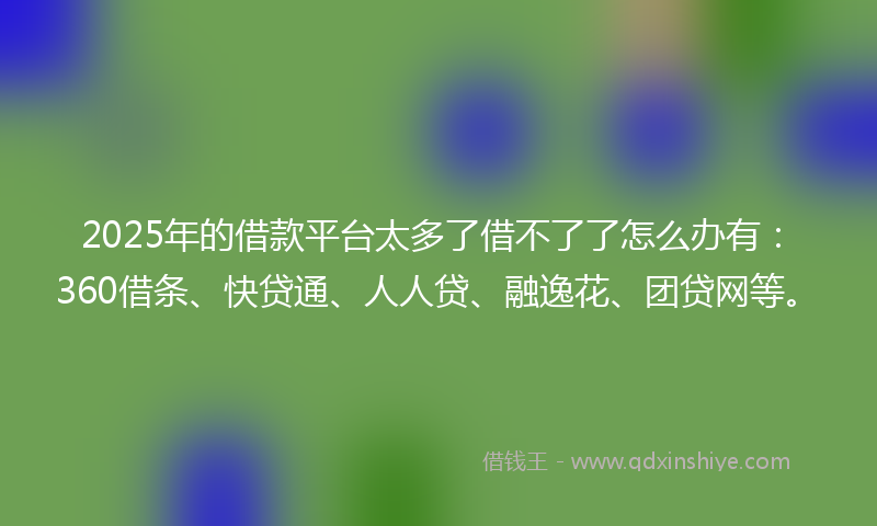 2025年的借款平台太多了借不了了怎么办有：360借条、快贷通、人人贷、融逸花、团贷网等。