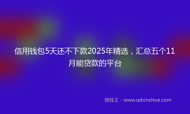 信用钱包5天还不下款2025年精选，汇总五个11月能贷款的平台