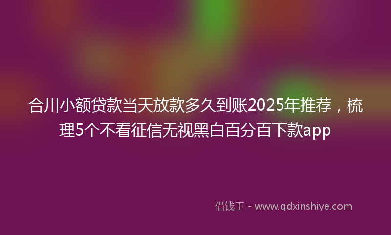 合川小额贷款当天放款多久到账2025年推荐，梳理5个不看征信无视黑白百分百下款app