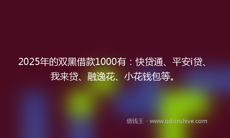 2025年的双黑借款1000有：快贷通、平安i贷、我来贷、融逸花、小花钱包等。