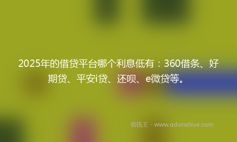2025年的借贷平台哪个利息低有：360借条、好期贷、平安i贷、还呗、e微贷等。