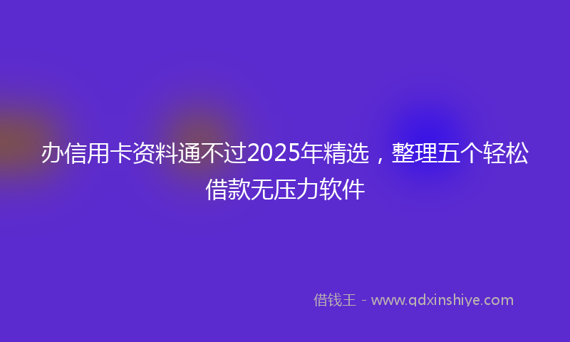 办信用卡资料通不过2025年精选，整理五个轻松借款无压力软件