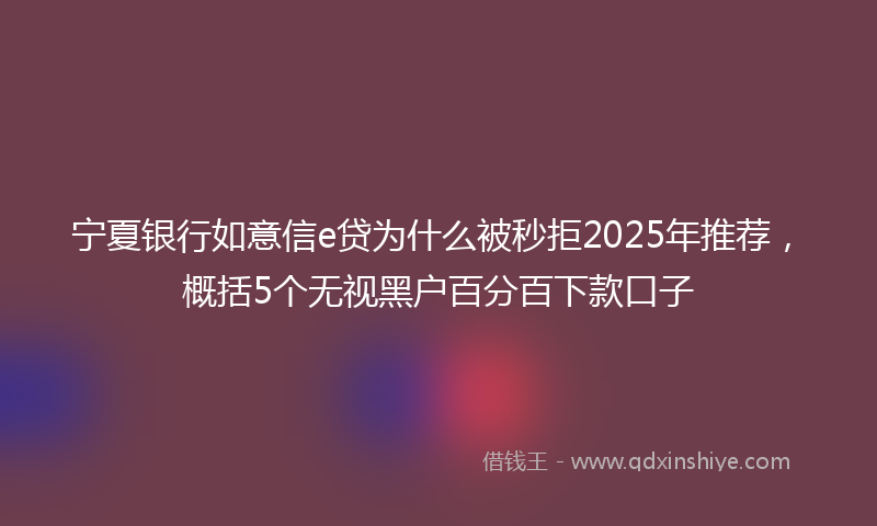 宁夏银行如意信e贷为什么被秒拒2025年推荐，概括5个无视黑户百分百下款口子