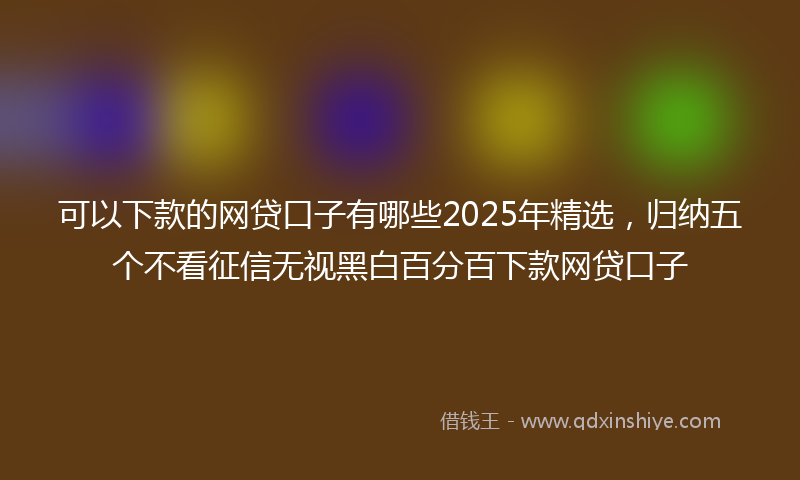 可以下款的网贷口子有哪些2025年精选，归纳五个不看征信无视黑白百分百下款网贷口子